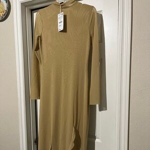 NWT Zara tan midi dress with ruffles.